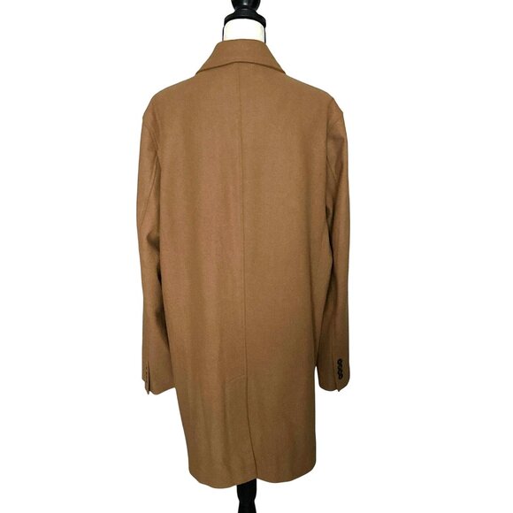 Cole Haan Vintage Camel Wool Blend Overcoat Notched Lapel Button Closure Size XL - Picture 4 of 6